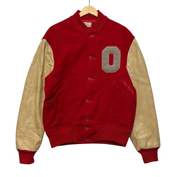 VTG 60s Ohio State Wool Varsity Letterman Jacket Red L - Picture 1 of 4